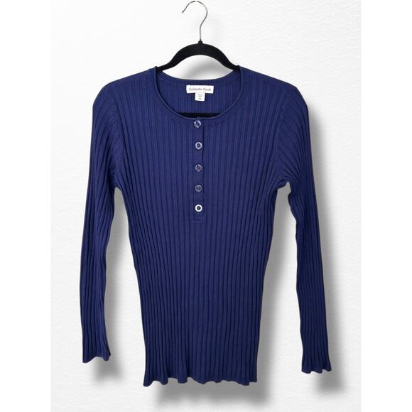 Coldwater Creek Ribbed Henley Sweater, Size M Petite - Picture 5 of 11